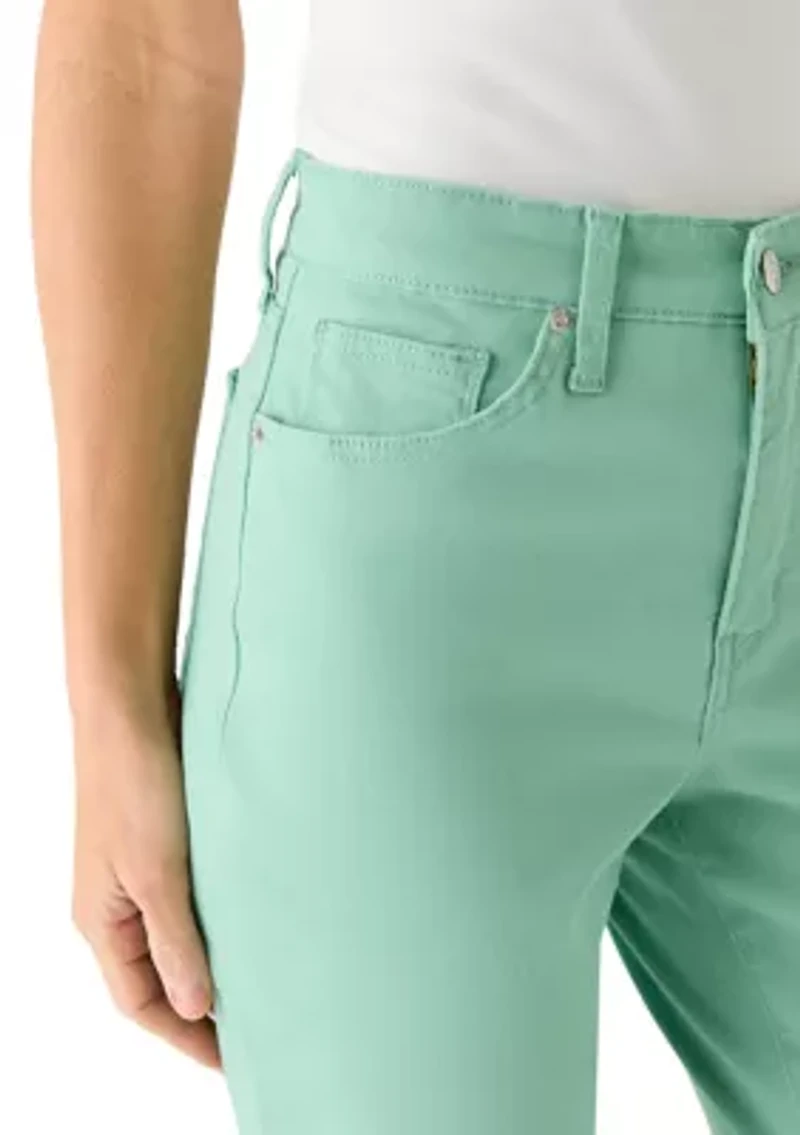 Women's Roll Cropped Straight Twill Jeans