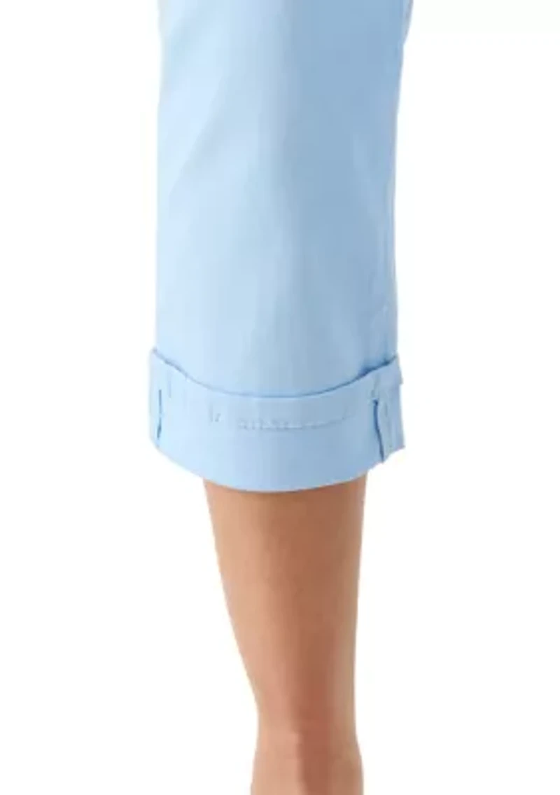 Women's Roll Cropped Straight Twill Jeans