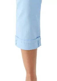 Women's Roll Cropped Straight Twill Jeans