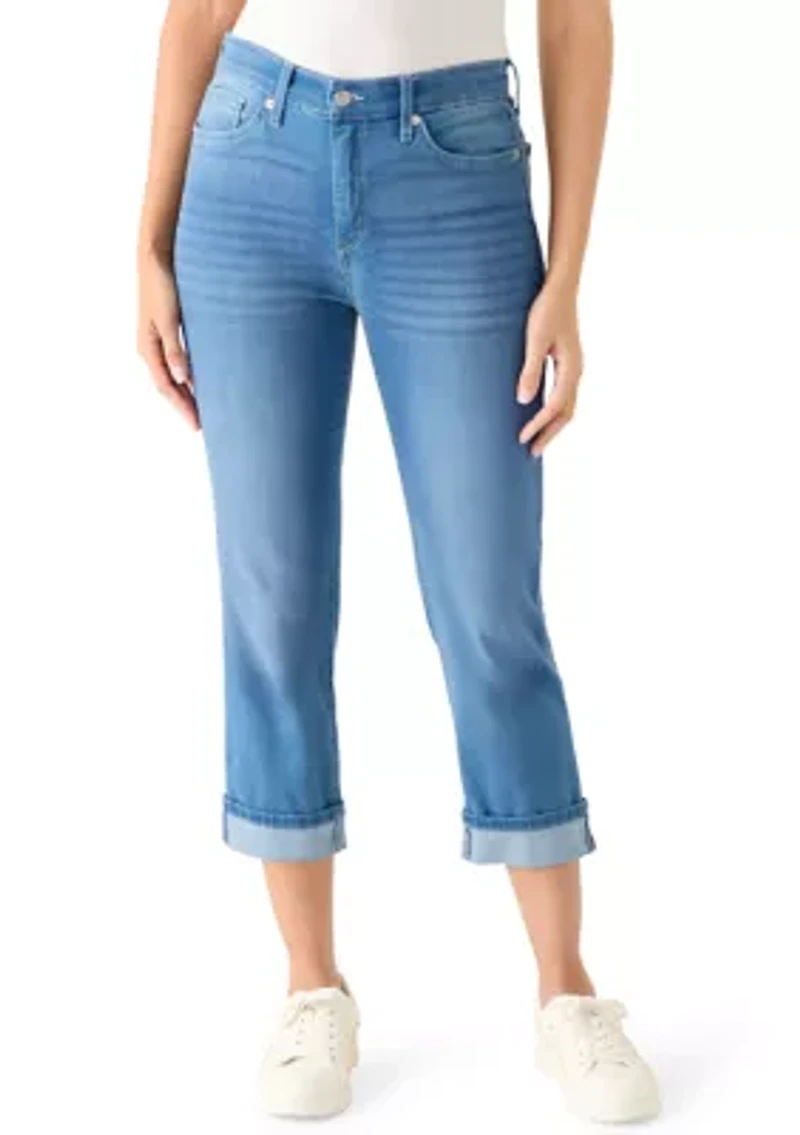 Women's Roll Cropped Straight Leg Jeans