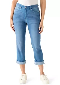 Women's Roll Cropped Straight Leg Jeans