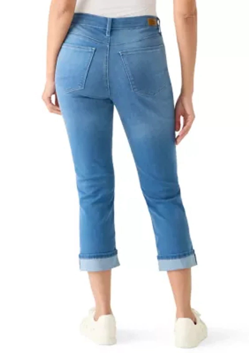 Women's Roll Cropped Straight Leg Jeans