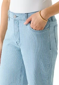 Women's High Rise Cuffed Wide Leg Cropped Jeans
