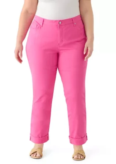 Plus Denim Roll Crop Jeans