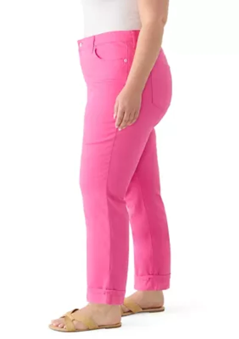 Plus Denim Roll Crop Jeans