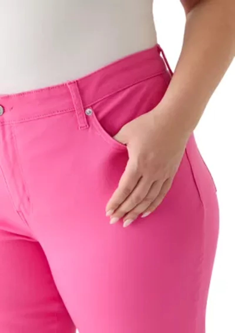 Plus Denim Roll Crop Jeans