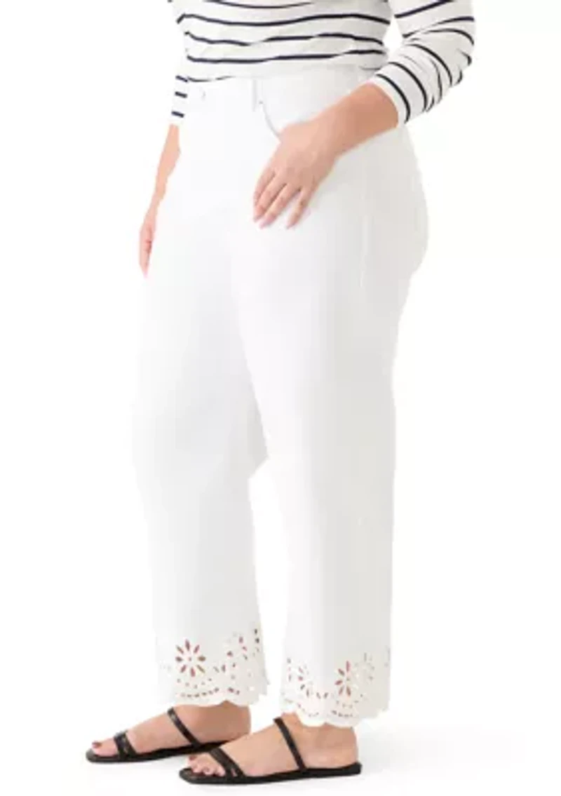 Plus Scallop Hem Cropped Jeans