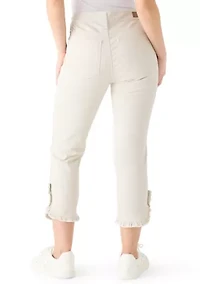 Petite Ruffle Hem Cropped Pants