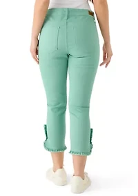 Petite Ruffle Hem Cropped Pants