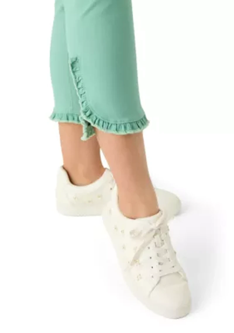 Petite Ruffle Hem Cropped Pants