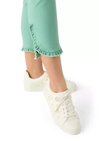 Petite Ruffle Hem Cropped Pants