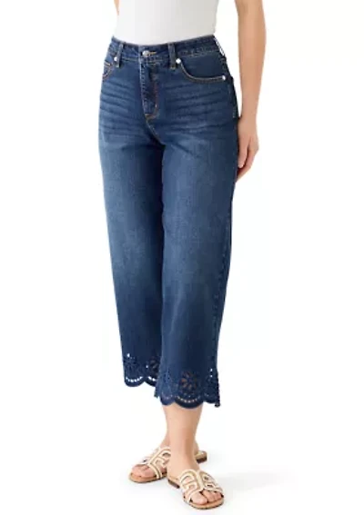 Petite Scallop Hem Cropped Pants