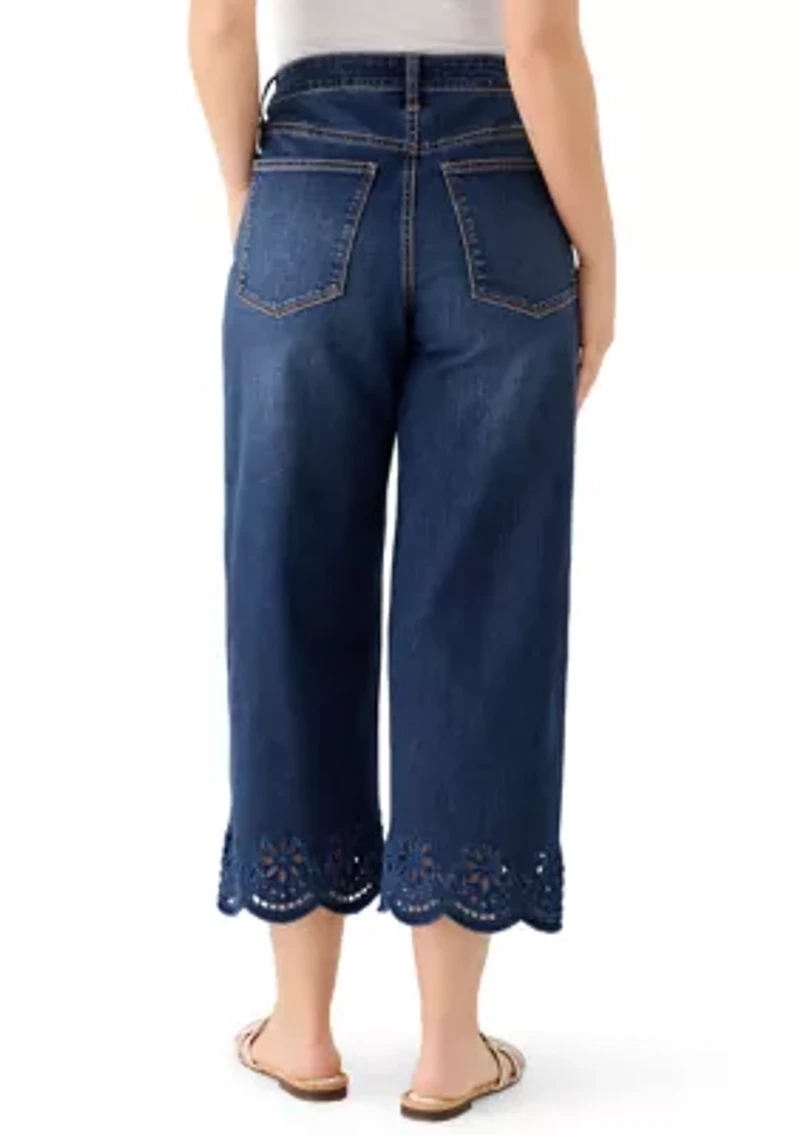 Petite Scallop Hem Cropped Pants