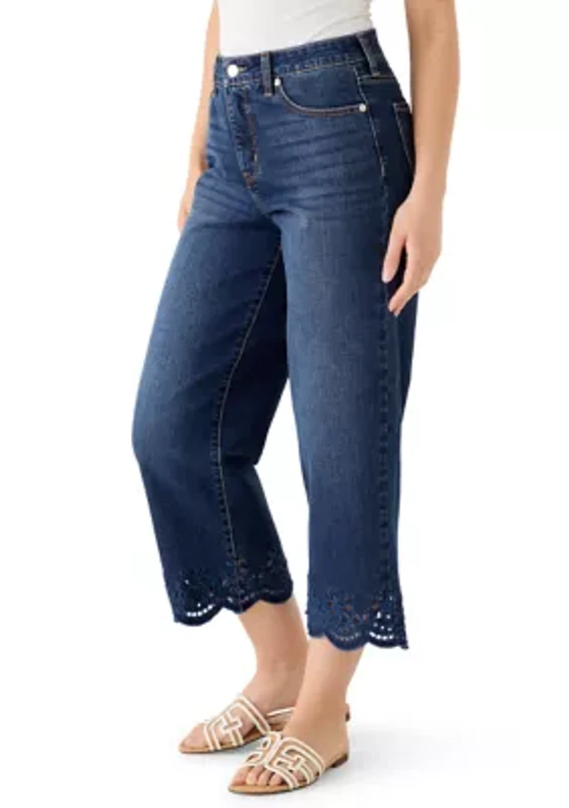 Petite Scallop Hem Cropped Pants