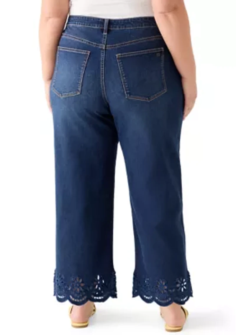 Plus Scallop Hem Cropped Jeans