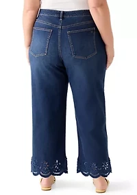 Plus Scallop Hem Cropped Jeans