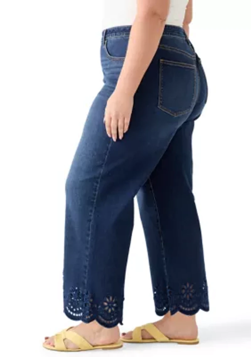 Plus Scallop Hem Cropped Jeans