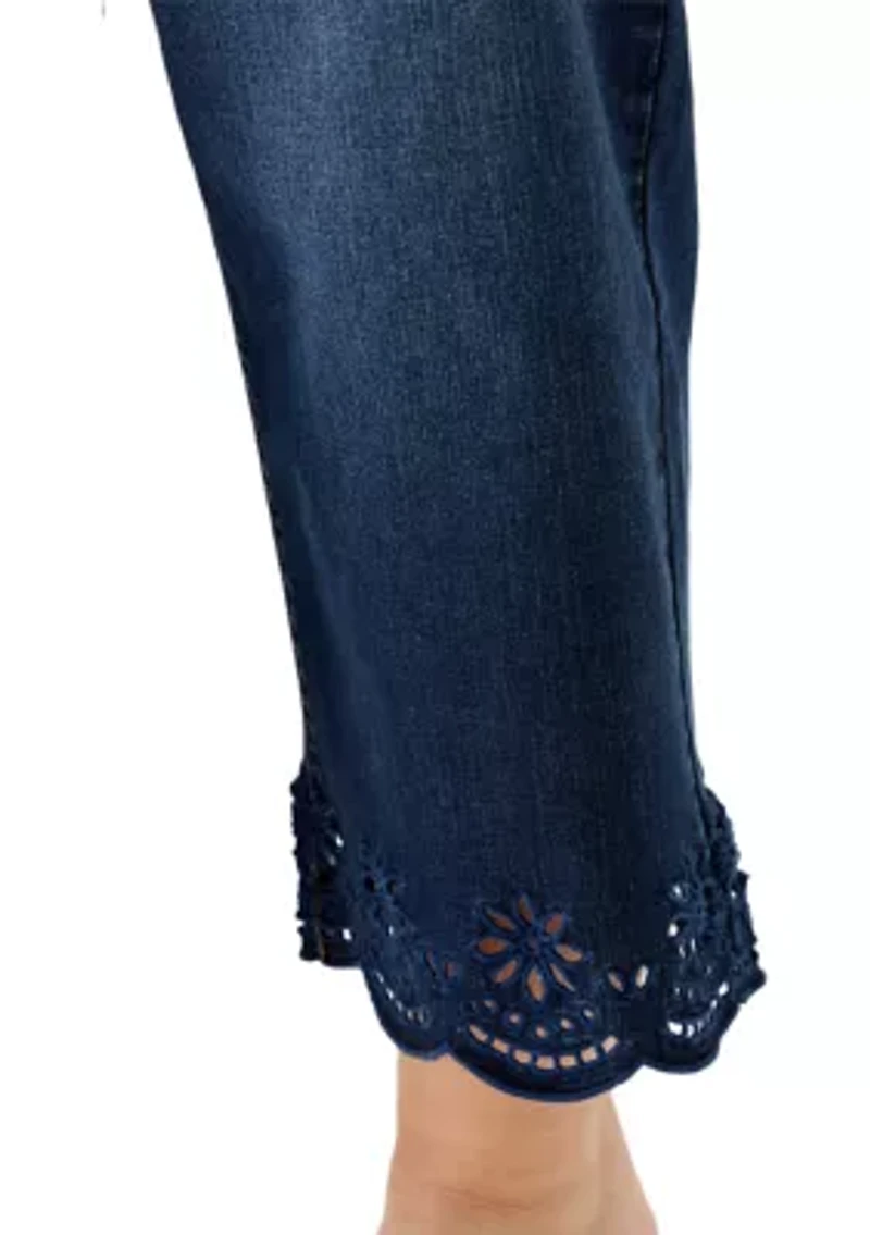 Plus Scallop Hem Cropped Jeans