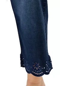 Plus Scallop Hem Cropped Jeans