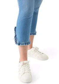 Petite Ruffle Hem Cropped Top