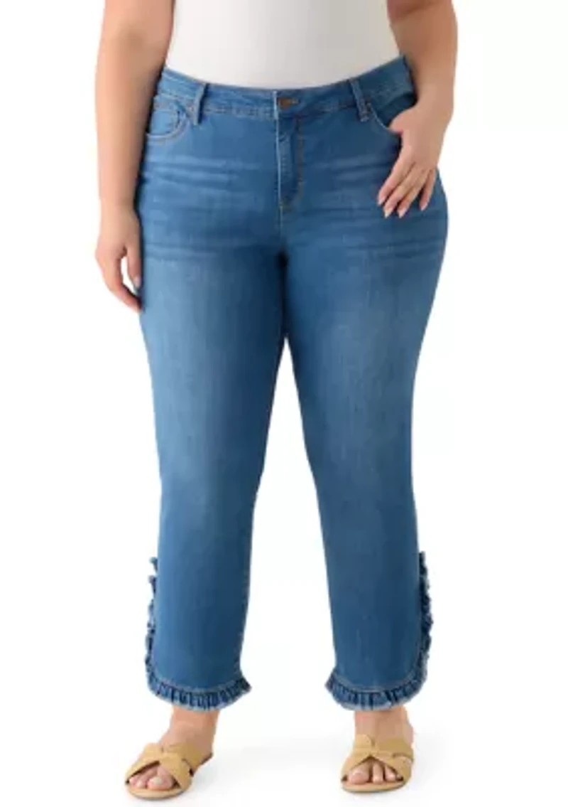 Plus Ruffle Back Cropped Pants