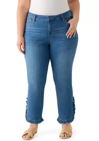 Plus Ruffle Back Cropped Pants