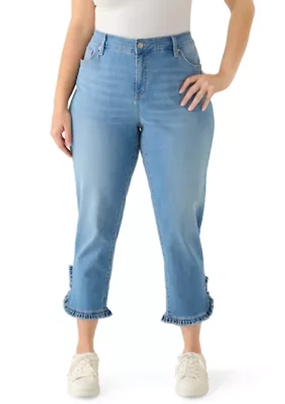 Plus Ruffle Back Cropped Pants