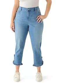 Plus Ruffle Back Cropped Pants