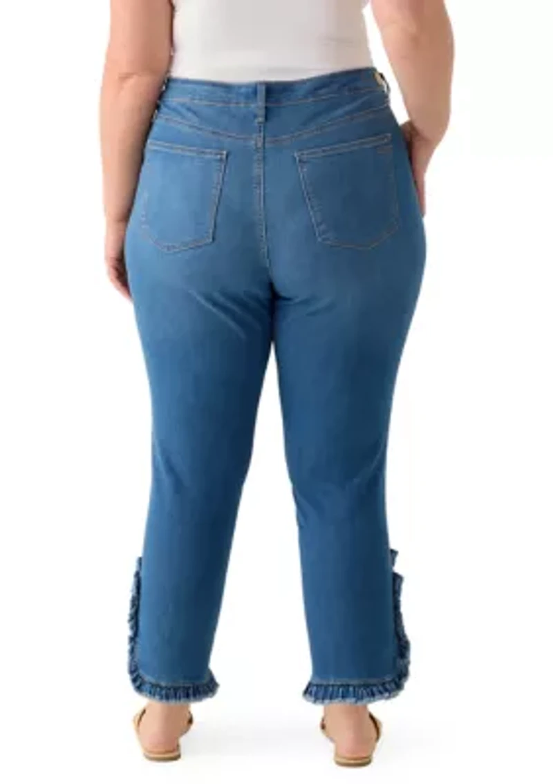 Plus Ruffle Back Cropped Pants