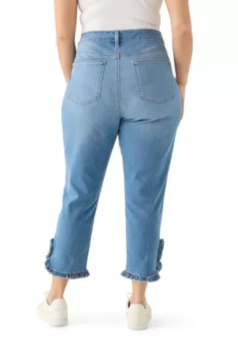 Plus Ruffle Back Cropped Pants