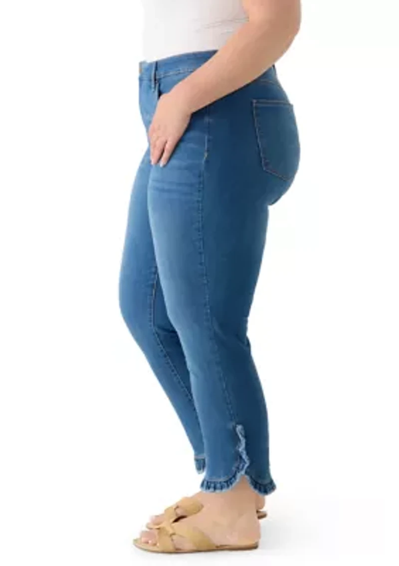 Plus Ruffle Back Cropped Pants