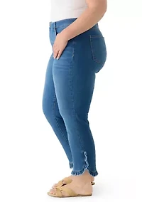 Plus Ruffle Back Cropped Pants