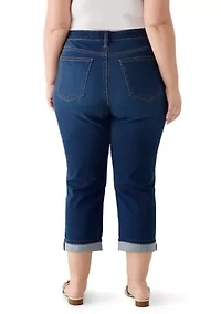 Plus Denim Roll Cropped Jeans