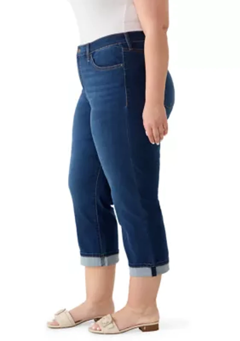 Plus Denim Roll Cropped Jeans