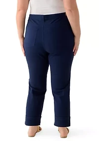 Plus Denim Roll Cropped Pants