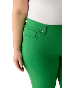 Plus Denim Roll Cropped Pants