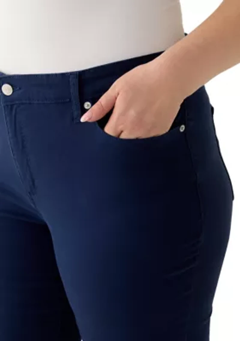 Plus Denim Roll Cropped Pants