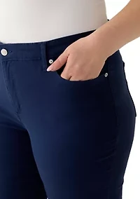 Plus Denim Roll Cropped Pants