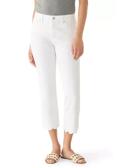 Women's Scalloped Cropped Kick Flare Pants
