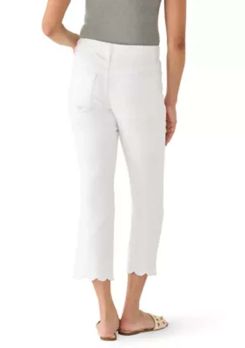 Women's Scalloped Cropped Kick Flare Pants