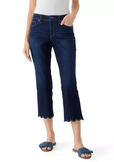 Petite Scalloped Cropped Kick Flare Pants