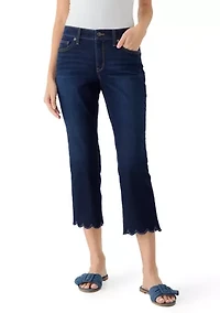 Petite Scalloped Cropped Kick Flare Pants