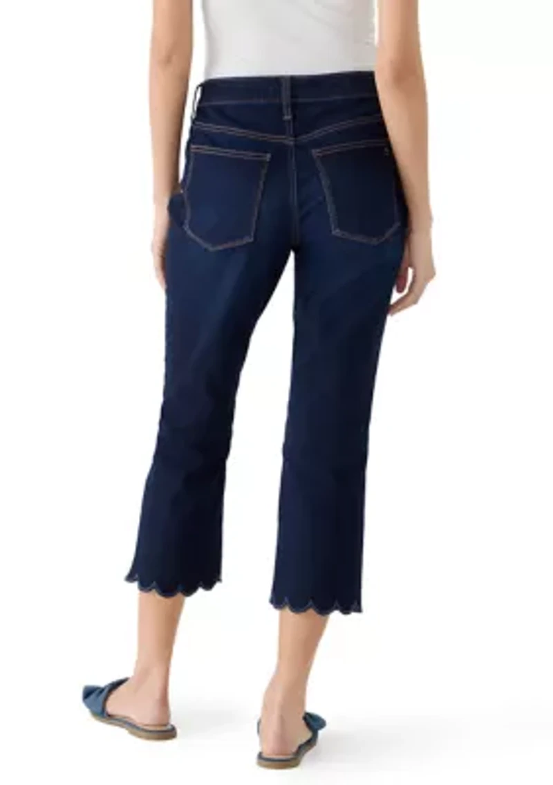 Petite Scalloped Cropped Kick Flare Pants