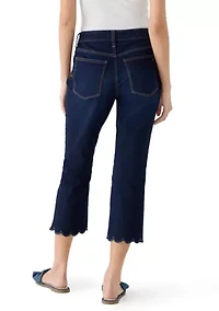 Petite Scalloped Cropped Kick Flare Pants