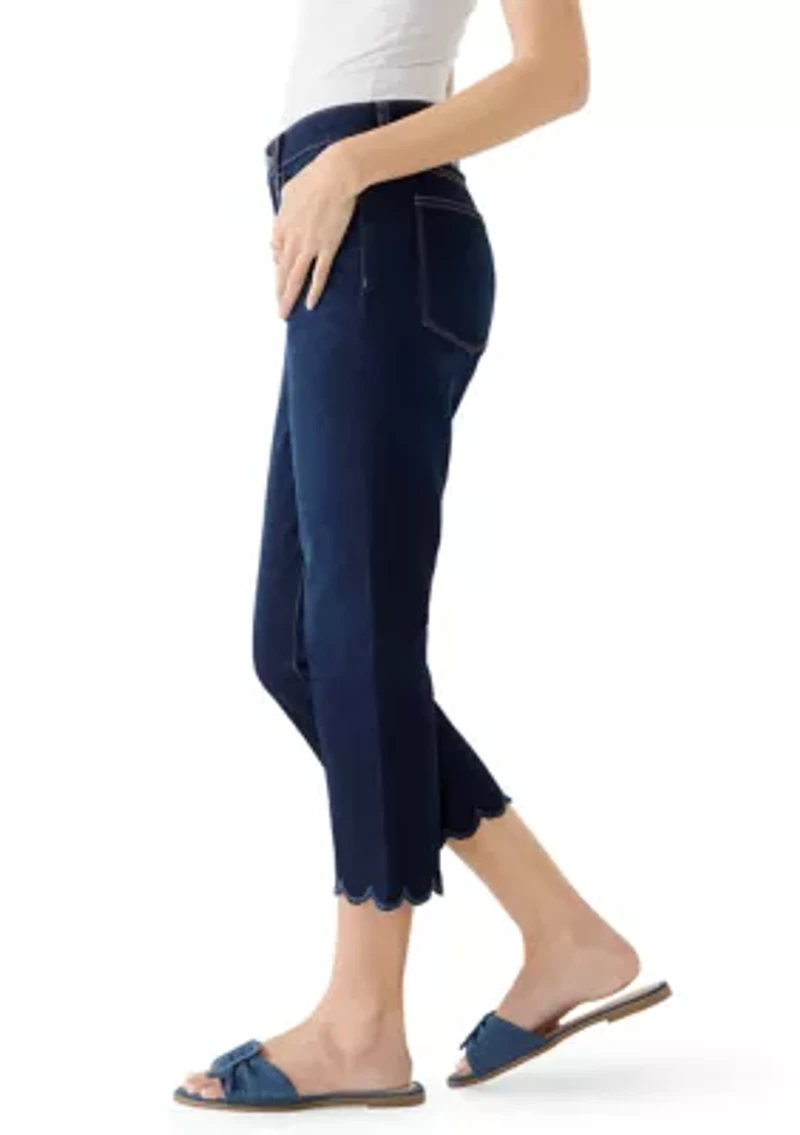 Petite Scalloped Cropped Kick Flare Pants