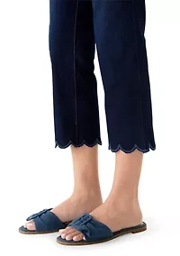 Petite Scalloped Cropped Kick Flare Pants