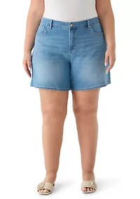 Plus High Rise Relaxed Denim SHorts