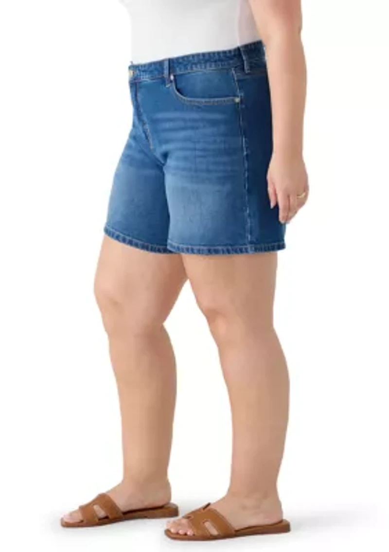 Plus High Rise Relaxed Denim SHorts