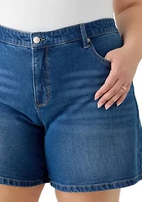 Plus High Rise Relaxed Denim SHorts