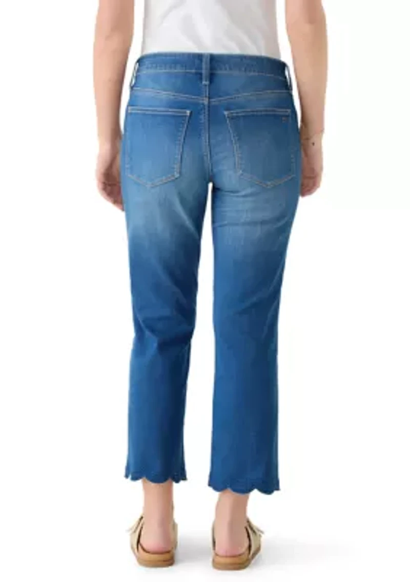 Petite Scallop Hem Flare Jeans